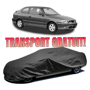 Husa prelata auto pentru HYUNDAI ACCENT II (LC) 2000 - 2005, culoare negru, material textil impermeabil, rezistanta la intemperii praf UV, CARPASSION Husa Protectie