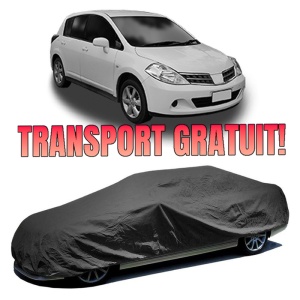 Husa prelata auto pentru NISSAN TIIDA Hatchback (C11) 2004 - 2013, culoare negru, material textil impermeabil, rezistanta la intemperii praf UV, CARPASSION Husa Protectie