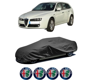 Husa tip prelata auto ALFA ROMEO 159 Sportwagon (939_) din 2005-2012, Culoare Negru, material textil impermeabil, rezistanta la intemperii praf UV, CARPASSION Husa Protectie, 4 Stickere auto cu ALFA ROMEO - Img 2