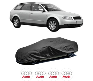 Husa tip prelata auto AUDI A4 B6 Avant (8E5) din 2001-2004, Culoare Negru, material textil impermeabil, rezistanta la intemperii praf UV, CARPASSION Husa Protectie, 4 Stickere auto cu AUDI - Img 2