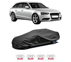 Husa tip prelata auto AUDI A4 B8 Avant (8K5) din 2007-2015, Culoare Negru, material textil impermeabil, rezistanta la intemperii praf UV, CARPASSION Husa Protectie, 4 Stickere auto cu AUDI - Img 2