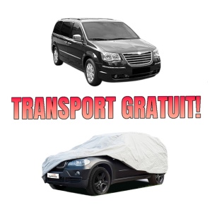 Husa tip prelata auto CHRYSLER GRAND VOYAGER V (RT) din 2008-2011, Culoare Gri, material textil impermeabil, rezistanta la intemperii praf UV, CARPASSION Husa Protectie, 4 Stickere auto cu CHRYSLER