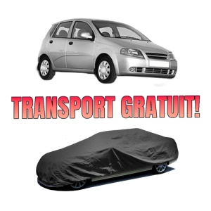 Husa tip prelata auto DAEWOO KALOS (KLAS) din 2002-2003, Culoare Negru, material textil impermeabil, rezistanta la intemperii praf UV, CARPASSION Husa Protectie, 4 Stickere auto cu DAEWOO
