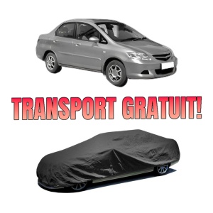 Husa tip prelata auto HONDA CITY (GE4) din 2006, Culoare Negru, material textil impermeabil, rezistanta la intemperii praf UV, CARPASSION Husa Protectie, 4 Stickere auto cu HONDA