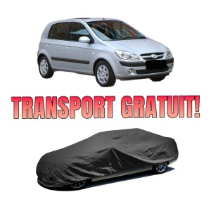 Husa tip prelata auto HYUNDAI GETZ (TB) din 2002-2010, Culoare Negru, material textil impermeabil, rezistanta la intemperii praf UV, CARPASSION Husa Protectie, 4 Stickere auto cu HYUNDAI