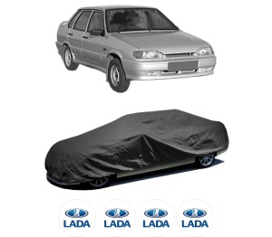 Husa tip prelata auto LADA SAMARA Hatchback (2113, 2114) din 2003-2013, Culoare Negru, material textil impermeabil, rezistanta la intemperii praf UV, CARPASSION Husa Protectie, 4 Stickere auto cu LADA - Img 2