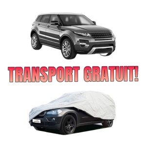 Husa tip prelata auto LAND ROVER RANGE ROVER EVOQUE (L538) din 2011-2019, Culoare Gri, material textil impermeabil, rezistanta la intemperii praf UV, CARPASSION Husa Protectie, 4 Stickere auto cu LAND ROVER