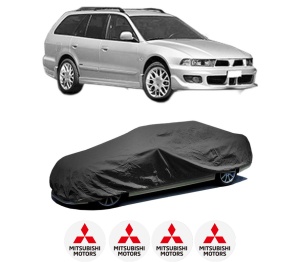 Husa tip prelata auto MITSUBISHI GALANT VIII Estate (EA_, EC_) din 1996-2003, Culoare Negru, material textil impermeabil, rezistanta la intemperii praf UV, CARPASSION Husa Protectie, 4 Stickere auto cu MITSUBISHI - Img 2