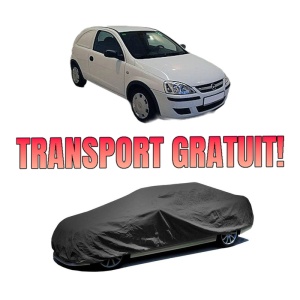Husa tip prelata auto OPEL CORSA C Hatchback Van (X01) din 2000-2012, Culoare Negru, material textil impermeabil, rezistanta la intemperii praf UV, CARPASSION Husa Protectie, 4 Stickere auto cu OPEL