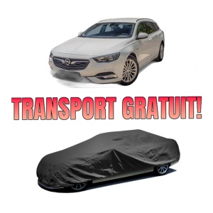 Husa tip prelata auto OPEL INSIGNIA B Country Tourer (Z18) din 2017-2018, Culoare Negru, material textil impermeabil, rezistanta la intemperii praf UV, CARPASSION Husa Protectie, 4 Stickere auto cu OPEL