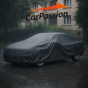 Husa tip prelata auto PEUGEOT 407 (6D_) din 2004-2011, Culoare Negru, material textil impermeabil, rezistanta la intemperii praf UV, CARPASSION Husa Protectie, 4 Stickere auto cu PEUGEOT - Img 4