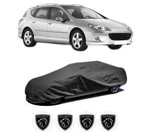 Husa tip prelata auto PEUGEOT 407 SW (6E_, 6D_) din 2004-2010, Culoare Negru, material textil impermeabil, rezistanta la intemperii praf UV, CARPASSION Husa Protectie, 4 Stickere auto cu PEUGEOT - Img 2