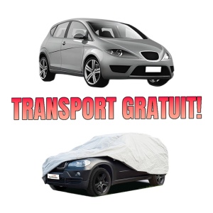 Husa tip prelata auto SEAT ALTEA (5P1) din 2004-2015, Culoare Gri, material textil impermeabil, rezistanta la intemperii praf UV, CARPASSION Husa Protectie, 4 Stickere auto cu SEAT