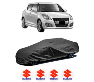 Husa tip prelata auto SUZUKI SWIFT IV (FZ, NZ) din 2010-2013, Culoare Negru, material textil impermeabil, rezistanta la intemperii praf UV, CARPASSION Husa Protectie, 4 Stickere auto cu SUZUKI - Img 2