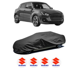 Husa tip prelata auto SUZUKI SWIFT V (AZ) din 2017-2020, Culoare Negru, material textil impermeabil, rezistanta la intemperii praf UV, CARPASSION Husa Protectie, 4 Stickere auto cu SUZUKI - Img 2