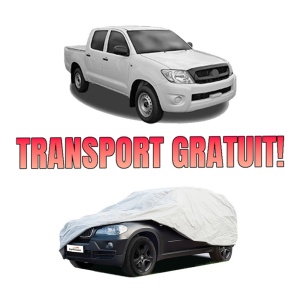 Husa tip prelata auto TOYOTA HILUX VII Platform/Chassis (_N1_, _N2_) din 2005, Culoare Gri, material textil impermeabil, rezistanta la intemperii praf UV, CARPASSION Husa Protectie, 4 Stickere auto cu TOYOTA