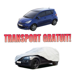 Husa tip prelata auto TOYOTA VERSO S (_P12_) din 2010-2016, Culoare Gri, material textil impermeabil, rezistanta la intemperii praf UV, CARPASSION Husa Protectie, 4 Stickere auto cu TOYOTA