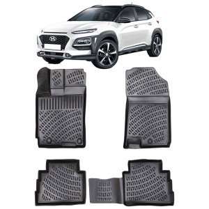 Hyundai Kona 2017- Set 4 covorase auto din cauciuc tip tavita premium line 3D accesorii pentru autoturismul tau - masina v242606