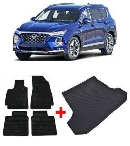 Hyundai Santa Fe IV Suv din 08.2018 - 2020, Set Covorase + tavita portbagaj auto 5 Locuri *3 - Img 2
