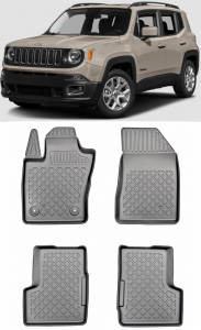 Jeep Renegade, Suv, Din 09.2014 - Prezent , Set Covorase Auto Tip Tavita Premium 3D, din cauciuc accesorii pentru autoturismul tau - masina v170303