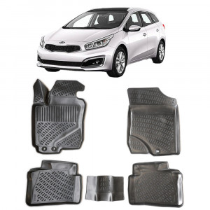 Kia Ceed 2006-2009 Set 5 covorase auto din cauciuc tip tavita premium line 3D accesorii pentru autoturismul tau - masina v243361
