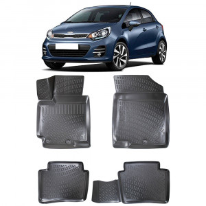 Kia Rio III 2011-2017 Set 4 covorase auto din cauciuc tip tavita premium line 3D accesorii pentru autoturismul tau - masina v243096