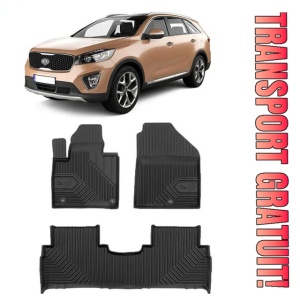 Kia Sorento III Din 02.2015 - 07.2020, Suv , Set Covorase Auto Tip Tavita Premium 3D, din cauciuc