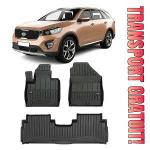 Kia Sorento III, Suv, Din 02.2015 - 07.2020 , Set Covorase Auto Tip Tavita Premium 3D, din cauciuc