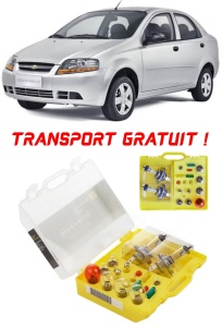 Kit trusa Set becuri H4 compatibila cu Chevrolet Aveo din 2002 - 2011 , bec far, semnalizare , pozitie, iluminare numar, frana, plafoniera, stop frana