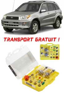 Kit trusa Set becuri H4 compatibila cu Toyota RAV4 II din 2000 - 2005 , bec far, semnalizare , pozitie, iluminare numar, frana, plafoniera, stop frana