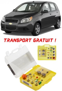 Kit trusa Set becuri H7 compatibila cu Chevrolet Aveo T200 din 2004 - 2011 , bec far, semnalizare , pozitie, iluminare numar, frana, plafoniera, stop frana
