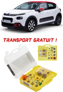 Kit trusa Set becuri H7 compatibila cu Citroën C3 III din 2016 - 2019 , bec far, semnalizare , pozitie, iluminare numar, frana, plafoniera, stop frana