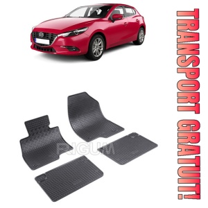 Mazda 3 III, Hatchback, fabricat din 09.2013 - 02.2019, set covorase auto dedicate, din cauciuc 100% Premium