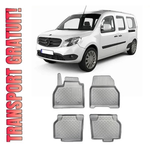 Mercedes Citan, Van, Din 10.2012 - Prezent , Set Covorase Auto Tip Tavita Premium 3D, din cauciuc