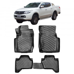 Mitsubishi Triton Blizzard 2015-2019 Set 4 covorase auto din cauciuc tip tavita premium line 3D accesorii pentru autoturismul tau - masina v242864
