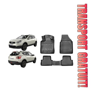Nissan Qashqai I (J10) 2006-2013 Set 4 covorase auto din cauciuc tip tavita premium line 3D