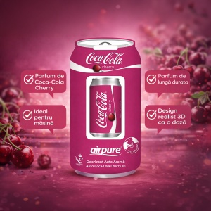 Odorizant Auto 3D Coca Cola Cherry, Tip Doza, Clip Ventilatie, Parfum Intens și Persistent, Design Realist, Vegan Friendly - Img 2