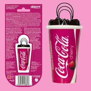 Odorizant Auto 3D Coca Cola Cherry, Tip Pahar, Oglinda Retrovizoare, Parfum Intens și Persistent, Design Realist, Vegan Friendly - Img 2