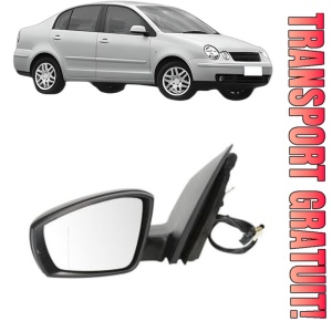 Oglinda Stanga Volkswagen POLO IV Saloon (9A4, 9A2, 9N2, 9A6) din 2002 - 2012, Auto, Reglaj mecanic, Completa