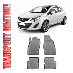 Opel Corsa D, Hatchback, Din 2006 - 11.2014 , Set Covorase Auto Tip Tavita Premium 3D, din cauciuc