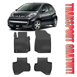 Peugeot 107 Din 2005 - 06.2014, Hatchback , Set Covorase Auto Tip Tavita Premium 3D, din cauciuc