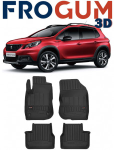 Peugeot 2008 I, Suv, Din 04.2013 - 12.2019 , Set Covorase Auto Tip Tavita Premium 3D, din cauciuc accesorii pentru autoturismul tau - masina v172089