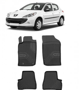 Peugeot 206 Din 1998 - 2010, Hatchback , Set Covorase Auto Tip Tavita Premium 3D, din cauciuc accesorii pentru autoturismul tau - masina v169401