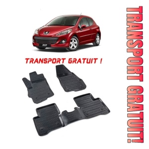 Peugeot 207 2006-2014 Set 4 covorase auto din cauciuc tip tavita premium line 3D - Transport Gratuit!