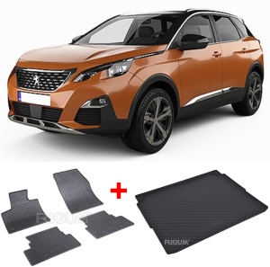 Peugeot 3008 II din 11.2016 - Prezent Suv *1 , Set Covorase + tavita portbagaj auto - Img 2