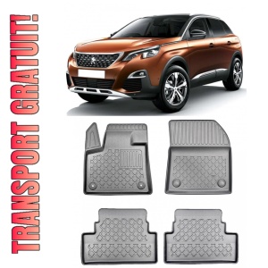 Peugeot 3008 II, Suv, Din 11.2016 - Prezent , Set Covorase Auto Tip Tavita Premium 3D, din cauciuc