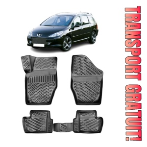Peugeot 307 2001-2014 Set 4 covorase auto din cauciuc tip tavita premium line 3D