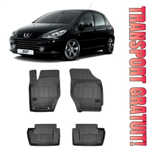 Peugeot 307, Hatchback, Din 03.2001 - 04.2007 , Set Covorase Auto Tip Tavita Premium 3D, din cauciuc