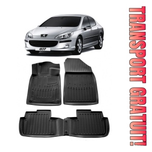Peugeot 407 (2004-2011) Sedan Set covorase auto cauciuc G.Modern Line 3D