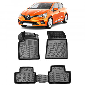 Renault Clio 5 2019- Set 4 covorase auto din cauciuc tip tavita premium line 3D accesorii pentru autoturismul tau - masina v242312